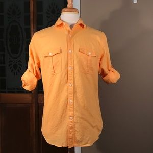 Express Linen-Cotton Button-Up w/ Roll-Tab Sleeves